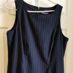 Sleeveless shirt dress, Size 20, Navy pinstripe